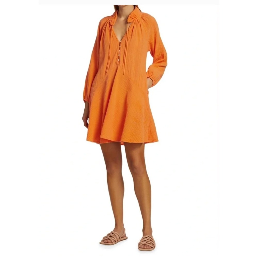 NWOT Xirena Lola Cotton Gauze Dress Womens M Orange Boho Coastal Beachy Relaxed